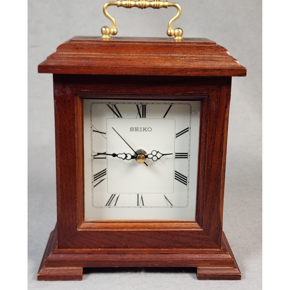 Seiko Wooden Mantel Desk Or Table Quartz Clock QX6337BHL